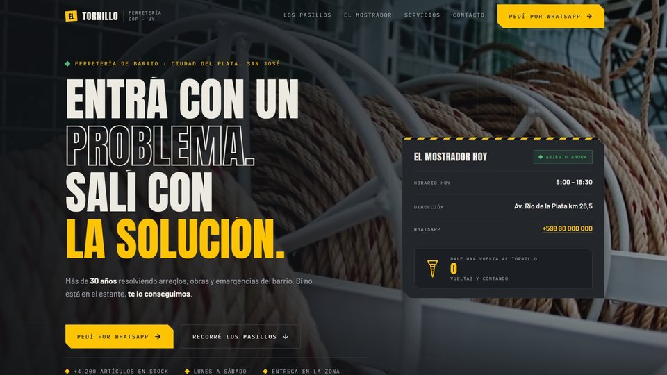 Landing de ferretería en Ciudad del Plata
