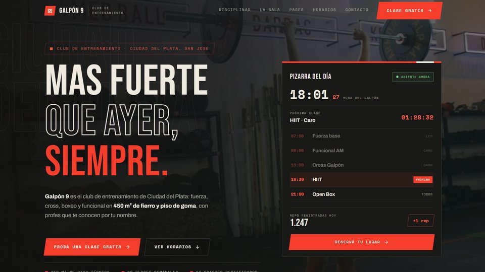 Landing de gimnasio y club de entrenamiento en Ciudad del Plata